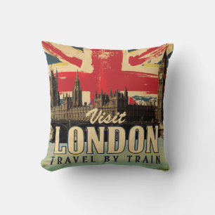 Visit London vintage poster Throw Pillow