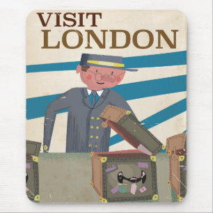 Visit London vintage travel poster art Mouse Pad