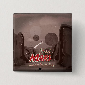 Visit Mars Vintage Poster 2 Inch Square Button