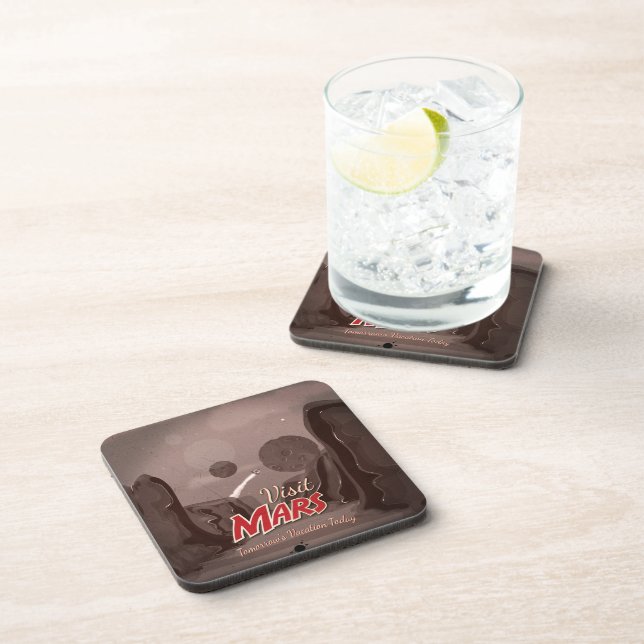 Visit Mars Vintage Poster Coaster (Right Side)