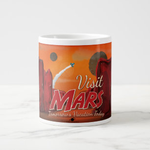 Visit Mars Vintage Poster Large Coffee Mug