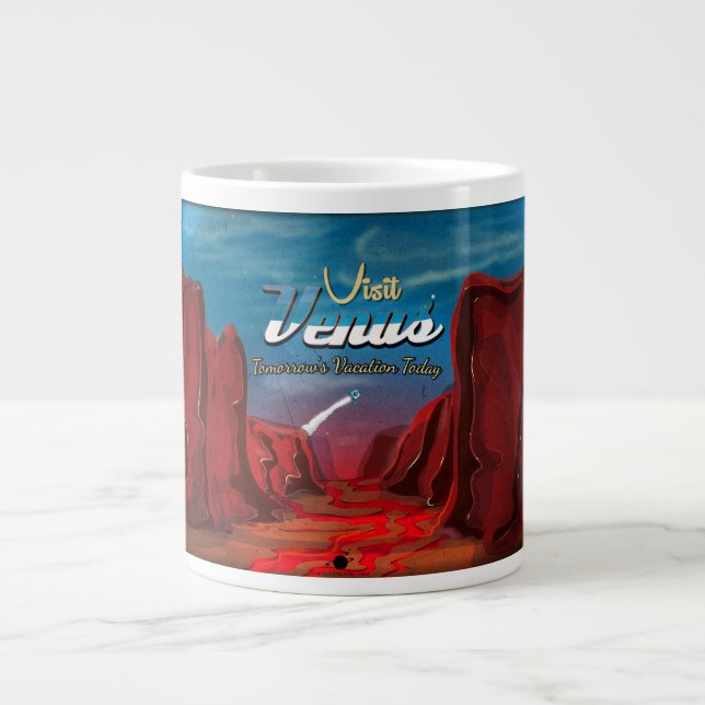 Visit Mars Vintage Poster Large Coffee Mug (Front)