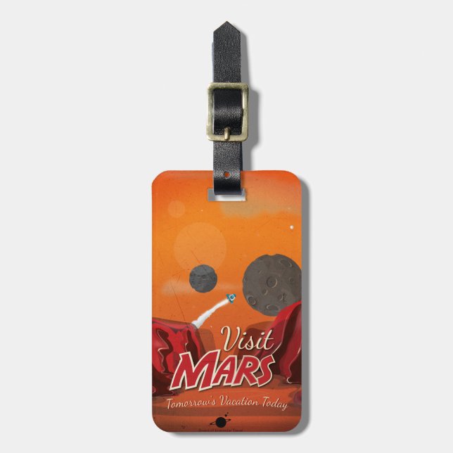 Visit Mars Vintage Poster Luggage Tag (Front Vertical)