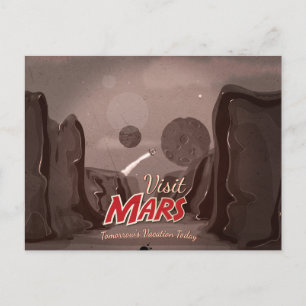 Visit Mars Vintage Poster Postcard