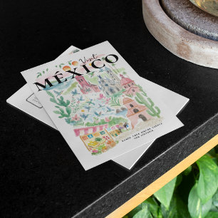 Visit México Watercolor Travel Postcard