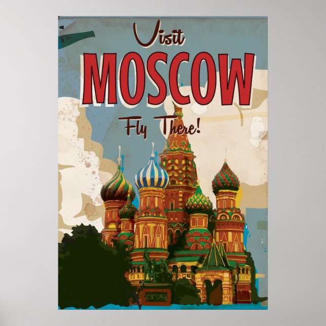 Visit Moscow vintage travel poster (Front)