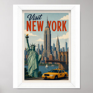 Visit New York Travel Vintage Poster