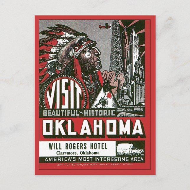 Visit Oklahoma OK USA Vintage Postcard (Front)