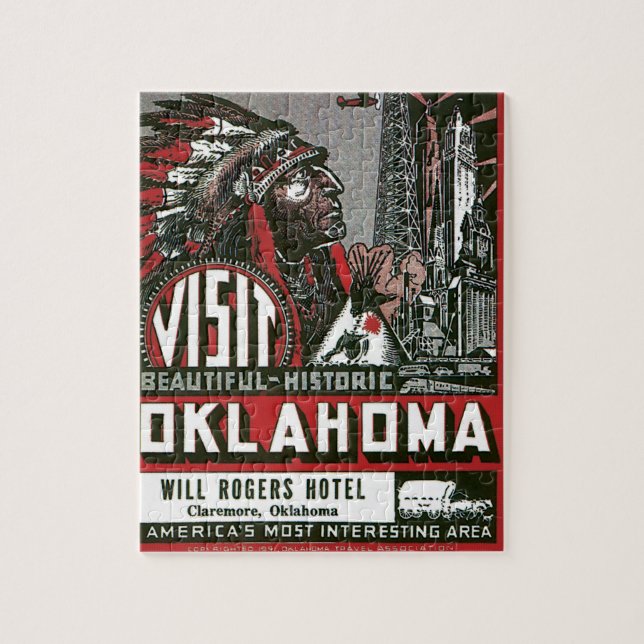 Visit Oklahoma With Indian Chief Jigsaw Puzzle (Vertical)