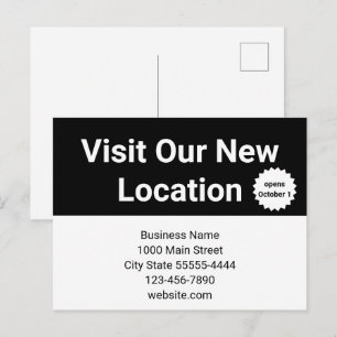 Visit Our New Location Black Business Announement Postcard