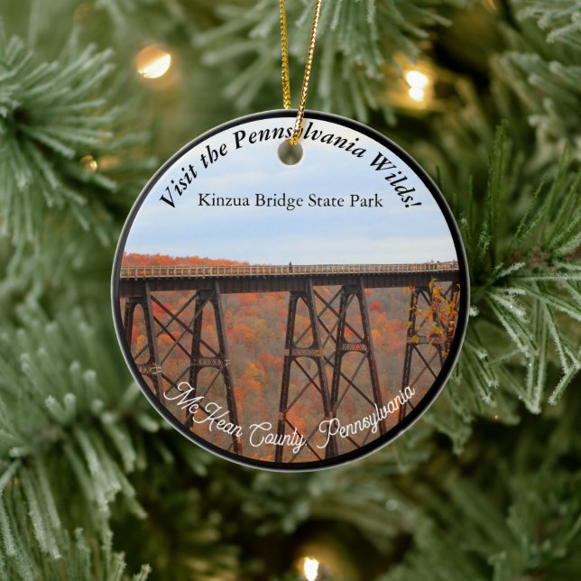 Visit PA Wilds Picturesque Souvenir Kinzua Bridge Ceramic Ornament (Tree)