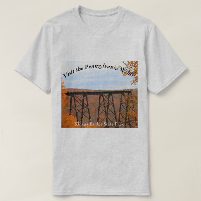 Visit PA Wilds Picturesque Souvenir Kinzua Bridge T-Shirt (Design Front)
