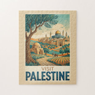 Visit Palestine Vintage Style Travel Poster Jigsaw Puzzle