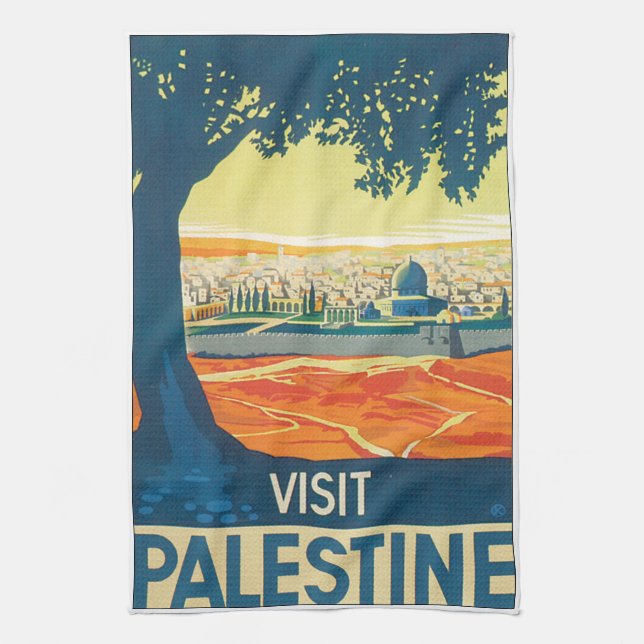 Visit Palestine Vintage Travel Poster Kitchen Towel (Vertical)