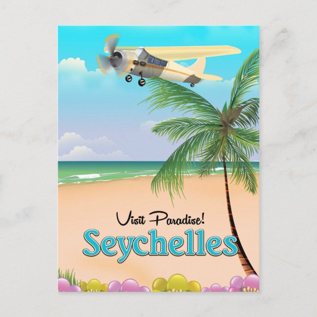 Visit Paradise! Seychelles travel poster Postcard (Front)