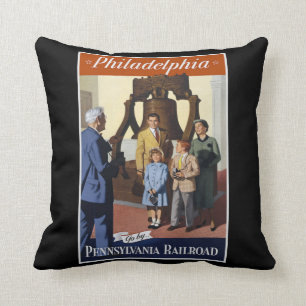 Visit Philadelphia on The Pennsylvania Railroad Throw Pillow