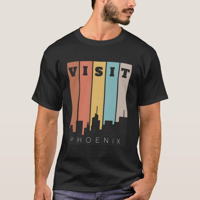 Visit Phoenix The Valley Of The Sun Skyline Retro  T-Shirt (Front)