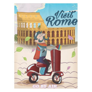 Visit Rome cartoon travel poster Tablecloth