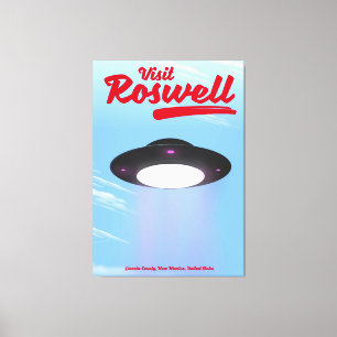 Visit Roswell UFO vintage poster Colour Canvas Print