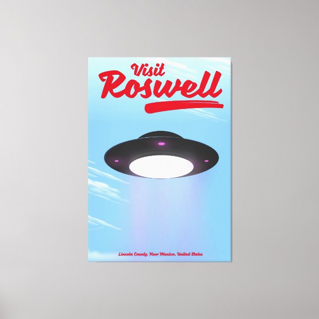 Visit Roswell UFO vintage poster Colour Canvas Print (Front)
