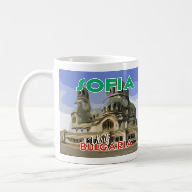 Visit Sofia, Bulgaria I Love Coffee Mug (Left)