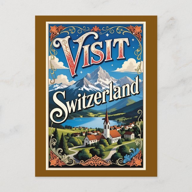 Visit Switzerland travel poster Postcard (Front)