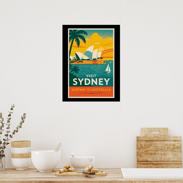 Visit Sydney – Retro Sunset Travel Poster (Kitchen)