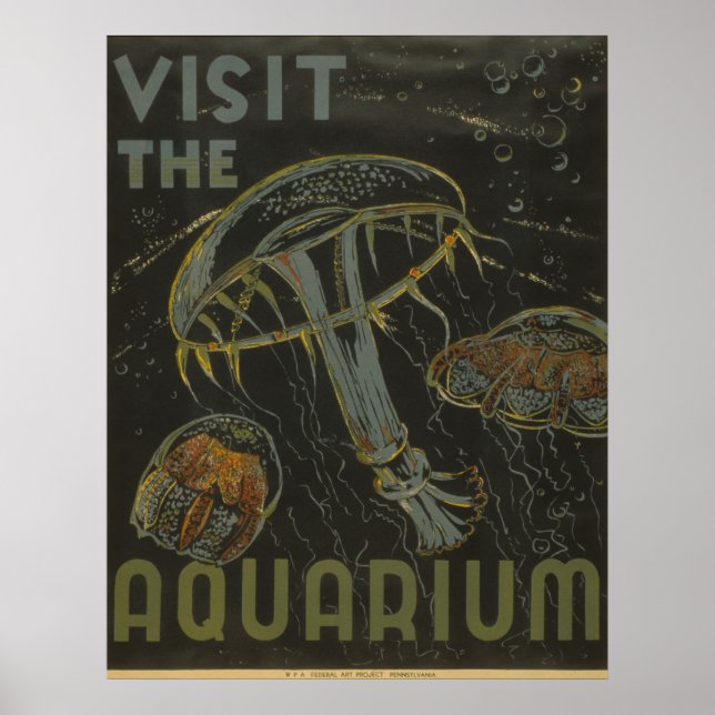 Visit The Aquarium Vintage WPA Poster (Front)