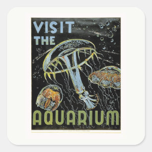Visit the Aquarium - WPA Poster Jellies, Jellyfish Square Sticker