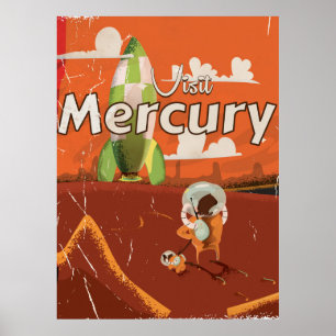 Visit the Planet Mercury Vintage Sci-Fi Cartoon Poster