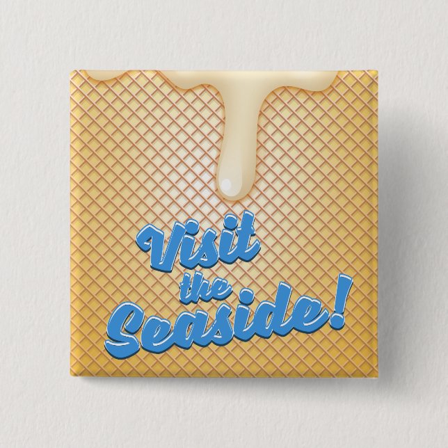 Visit the seaside 2 inch square button (Front)