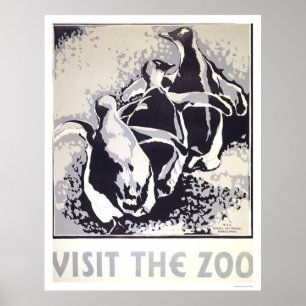 Visit The Zoo Penguin 1936 WPA Poster
