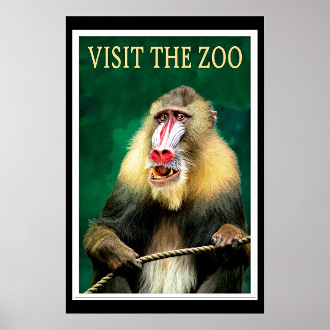 Visit the Zoo, vintage travel poster (Devant)