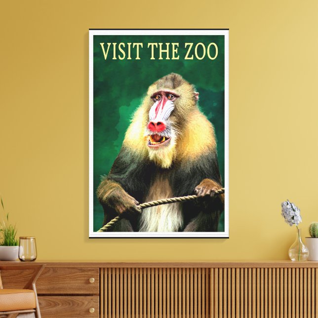 Visit the Zoo, vintage travel poster Canvas Print (Insitu(LivingRoom))
