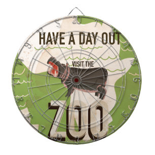 Visit The Zoo Vintage Travel Poster Dartboard