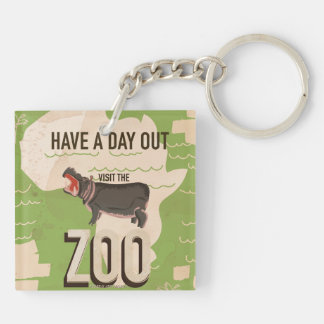 Visit The Zoo Vintage Travel Poster. Keychain