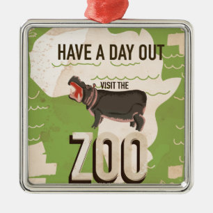 Visit The Zoo Vintage Travel Poster Metal Ornament