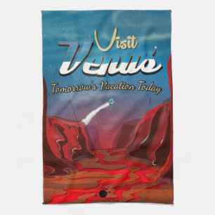 Visit Venus Vintage Poster Kitchen Towel