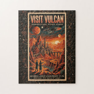 Visit Vulcan - Retro Galactic Travel Poster Jigsaw Puzzle