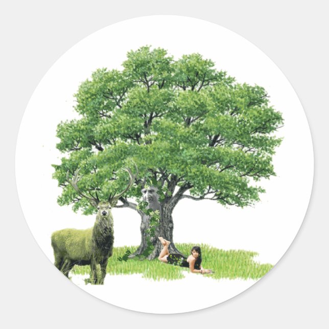 Visit With Father Oak Classic Round Sticker (Front)