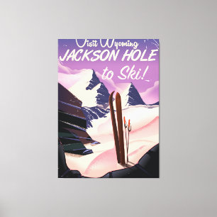 Visit Wyoming! Jackson Hole to ski travel poster Canvas Print