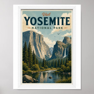 Visit Yosemite National Park Travel Vintage Poster