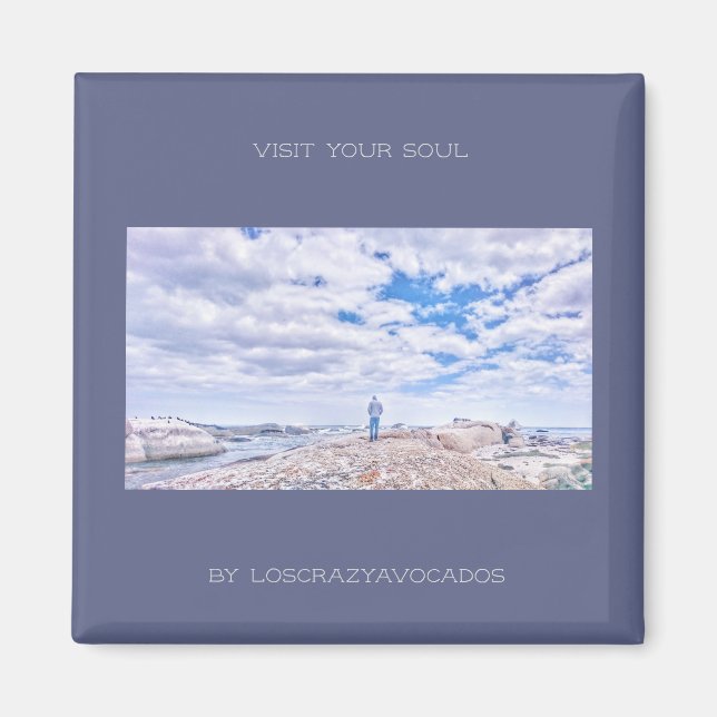 Visit Your Soul Ocean Sea View Man Figure Magnet (Front)