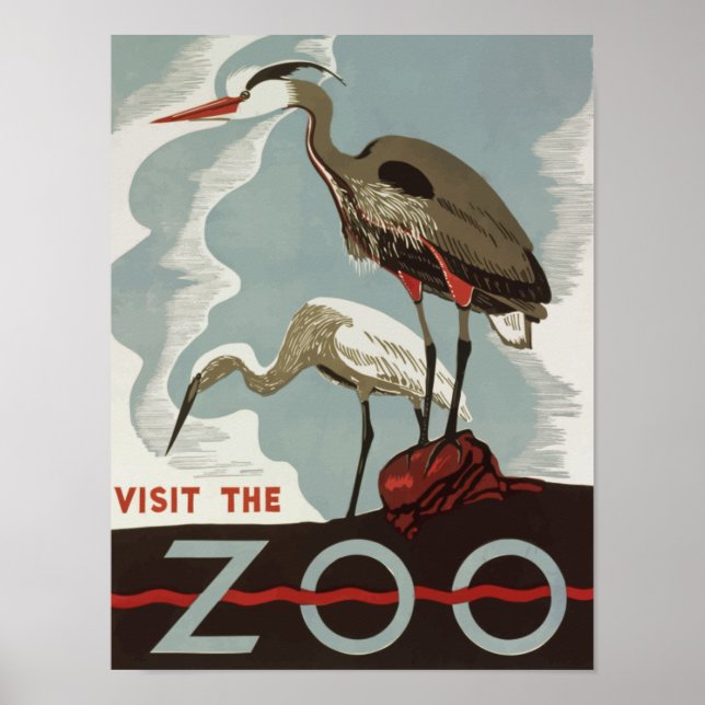 Visit Zoo Vintage Poster (Front)