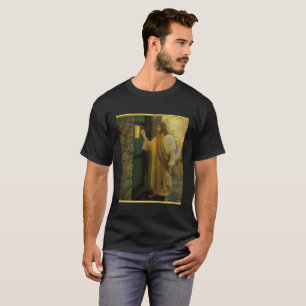 Visitation at Dawn Jesus Knocking on a Rustic Door T-Shirt