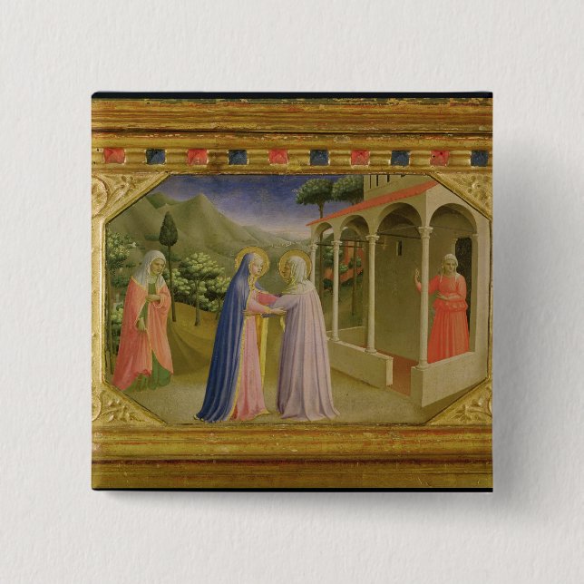 Visitation, from predella Annunciation 2 Inch Square Button (Front)