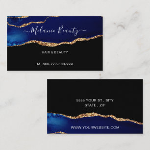 Visite Agate Blue Gold Parties scintillant Carte de visit