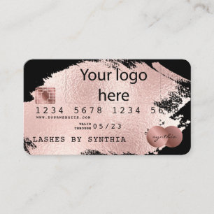 Visite Ajouter Votre Logo Carte de Crédit Rose Styled Gol