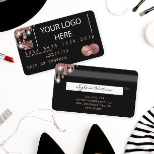 Visite Ajouter votre logo Carte de crédit Rose Styled Gol