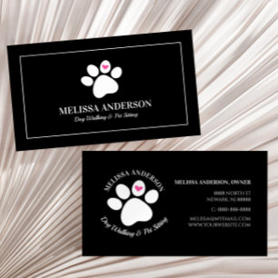 Visite Animaux de compagnie Chien Chat Coeur Paw Carte de